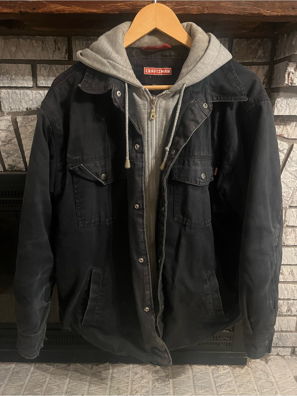 Craftsman Men's Black Jacket with Gray Hooded Liner
